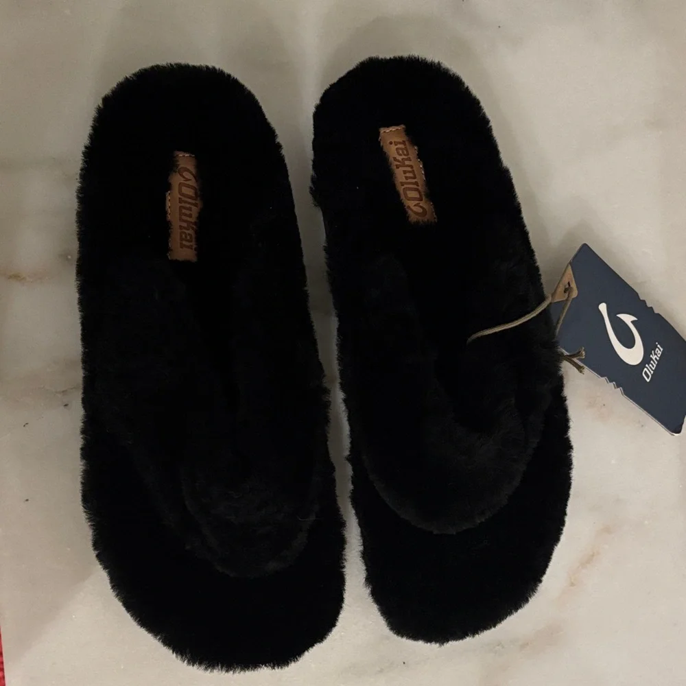 NWT OluKai Black Women's Slipper Sandals - Picture 7 of 7